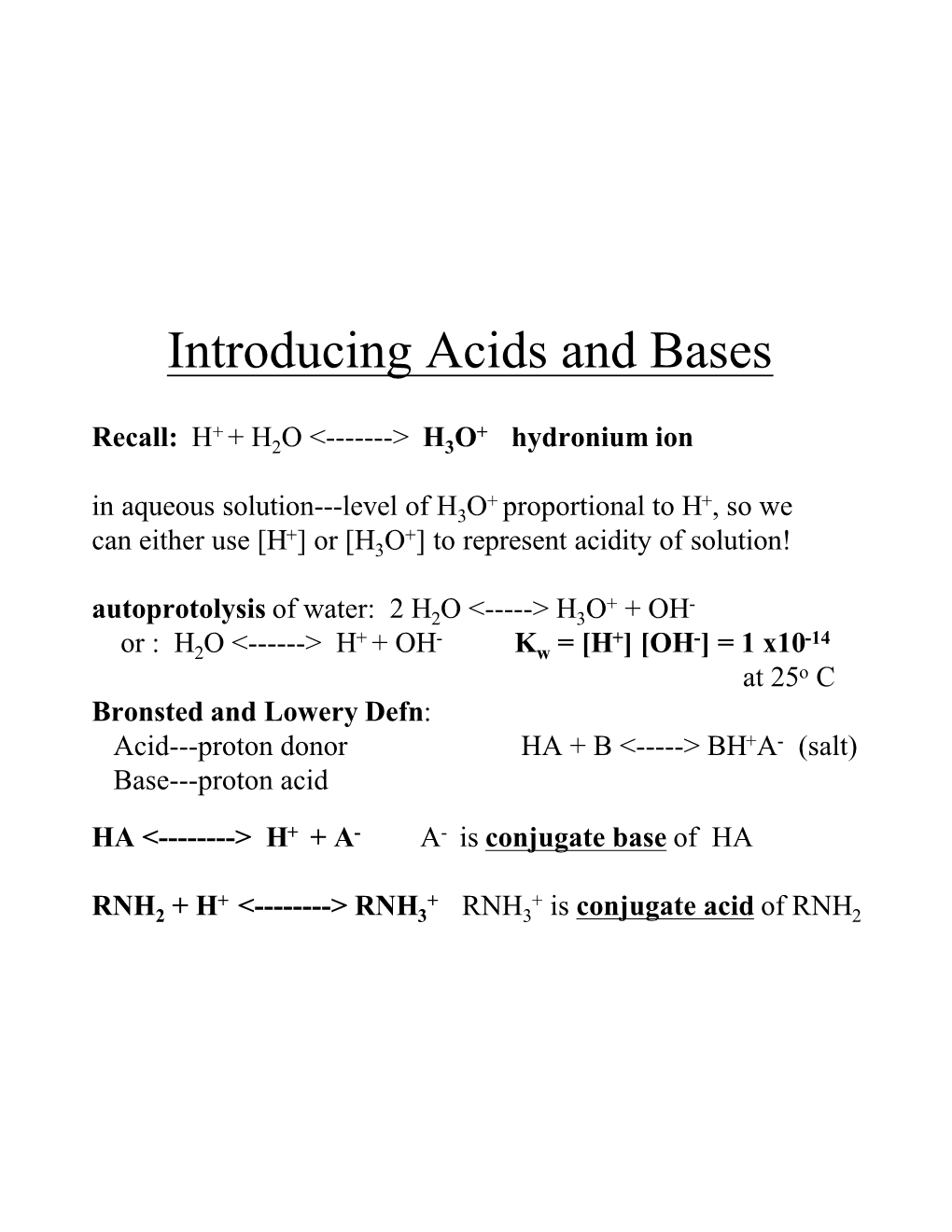 Introducing Acids and Bases