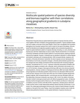 Multiscale Spatial Patterns of Species Diversity and Biomass Together with Their Correlations Along Geographical Gradients in Subalpine Meadows