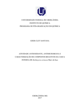 Universidade Federal De Uberlândia Instituto De Química Programa De Pós-Graduação Em Química