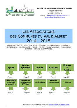 Les Associations Des Communes Du Val D'albret 2014 - 2015