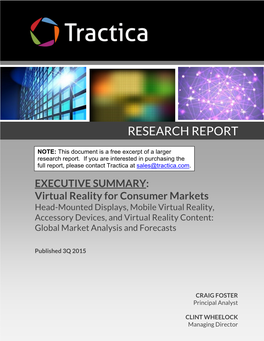Virtual Reality for Consumer Markets