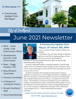 June 2021 Newsletter a Community Update from Adda Little Bit of Body Text Meet… Tasha Mayor J.P