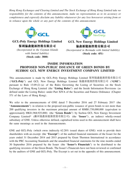 GCL-Poly Energy Holdings Limited 保利協鑫能源控股有限公司 GCL