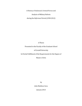 A History of Indonesia's Armed Forces and Analysis of Military Reform