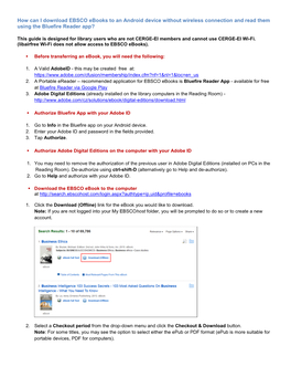 How Can I Download EBSCO Ebooks to an Android Device Without Wireless Connection and Read Them Using the Bluefire Reader App?