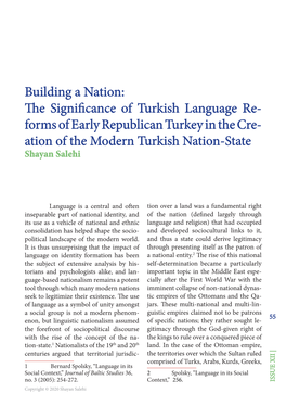 Building a Nation: the Significance of Turkish Language Re- Forms Of