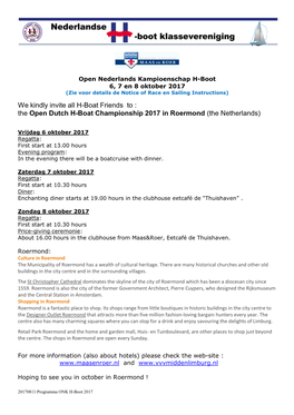 The Open Dutch H-Boat Championship 2017 in Roermond (The Netherlands)