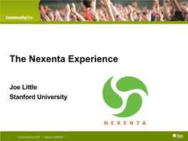 The Nexenta Experience