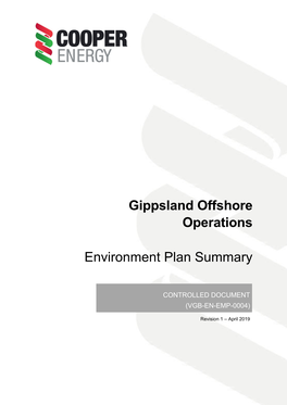 Gippsland Offshore Operations Environment Plan Summary