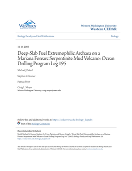 Deep-Slab Fuel Extremophilic Archaea on a Mariana Forearc Serpentinite Mud Volcano: Ocean Drilling Program Leg 195 Michael J