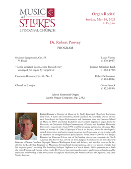 Organ Recital Dr. Robert Poovey