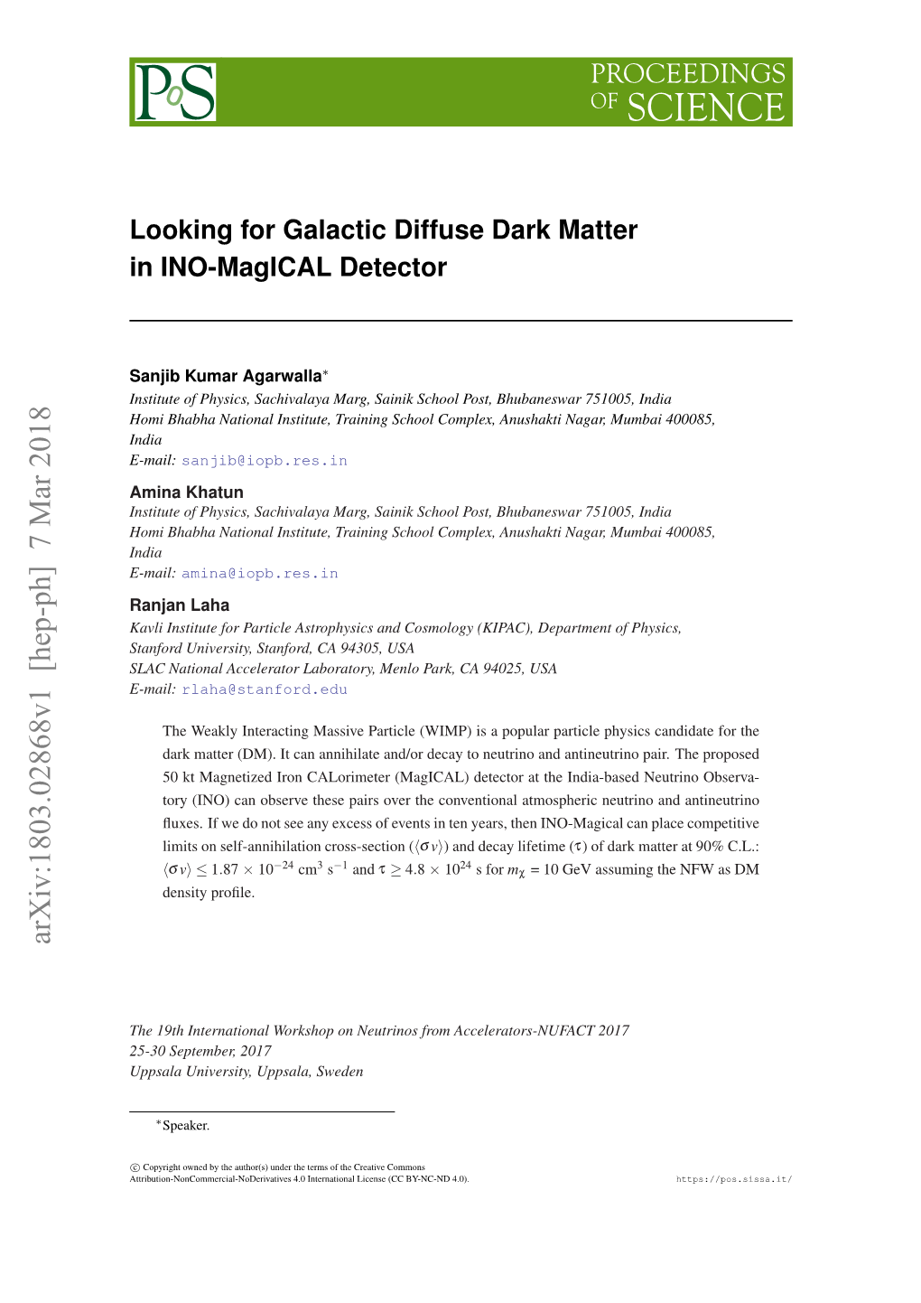 Looking for Galactic Diffuse Dark Matter in INO-Magical Detector