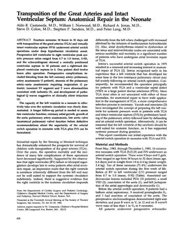 Transposition of the Great Arteries and Intact Ventricular Septum: Anatomical Repair in the Neonate Aldo R