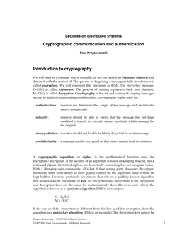 Cryptographic Communication and Authentication