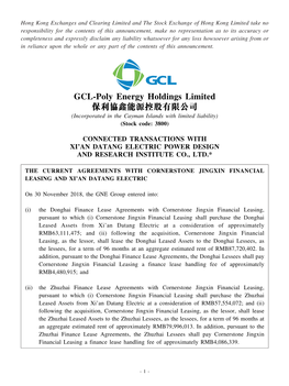 GCL-Poly Energy Holdings Limited 保利協鑫能源控股有限公司 (Incorporated in the Cayman Islands with Limited Liability) (Stock Code: 3800)
