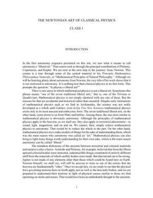 The Newtonian Art of Classical Physics Class 1