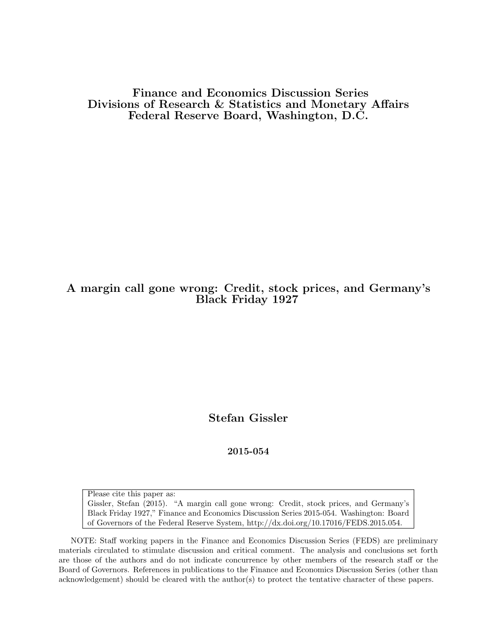 Credit, Stock Prices, and Germany's Black Friday 1927