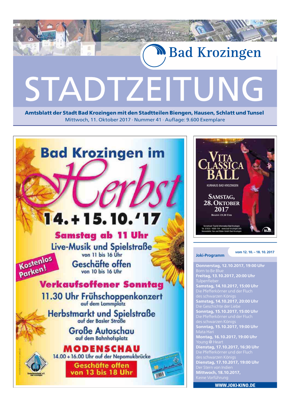 Amtsblatt Der Stadt Bad Krozingen Mit Den Stadtteilen Biengen, Hausen, Schlatt Und Tunsel Mittwoch, 11