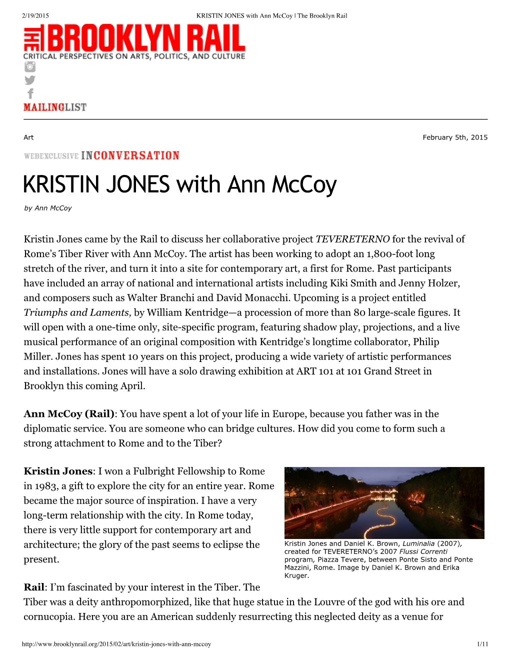 KRISTIN JONES with Ann Mccoy | the Brooklyn Rail