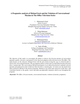 A Pragmatics Analysis of Michael Scott and the Violation of Conversational Maxims in the Office Television Series