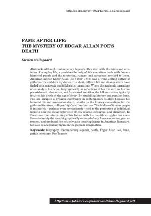 Fame After Life: the Mystery of Edgar Allan Poe's Death