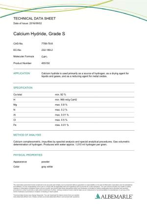 Calcium Hydride, Grade S