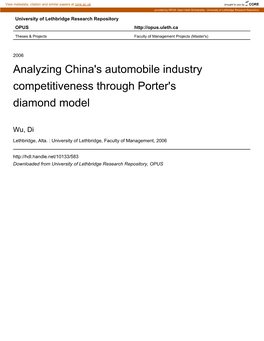Analyzing China's Automobile Industry Competitiveness Through Porter's Diamond Model