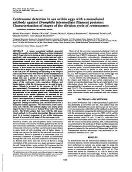 Centrosome Detection in Sea Urchin Eggs with a Monoclonal