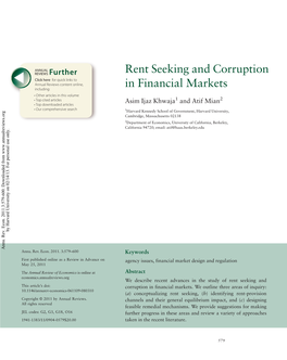 Rent Seeking and Corruption in Financial Markets