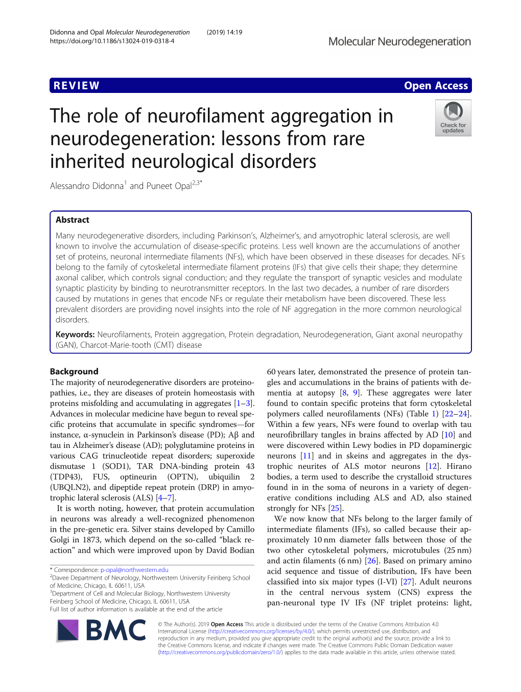 Lessons from Rare Inherited Neurological Disorders Alessandro Didonna1 and Puneet Opal2,3*