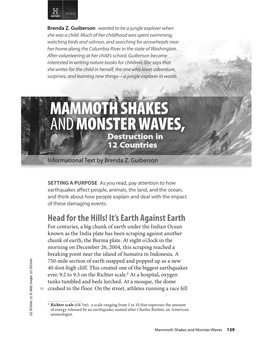 "Mammoth Shakes and Monster Waves" Reading