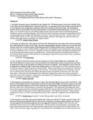 Movies / Videogames (Half-And-Half Subject Packet) Written By: Chris Ray (Maryland)- Movies