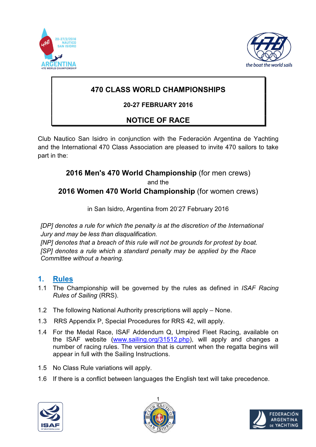 (For Men Crews) 2016 Women 470 World Championship