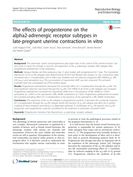 The Effects of Progesterone on the Alpha2-Adrenergic Receptor