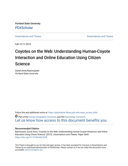Coyotes on the Web: Understanding Human-Coyote Interaction and Online Education Using Citizen Science