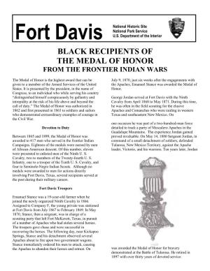 Black Recipients of the Medal of Honor from the Frontier Indian Wars