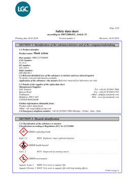 Safety Data Sheet According to 1907/2006/EC, Article 31 Printing Date 18.03.2019 Version Number 1 Revision: 18.03.2019