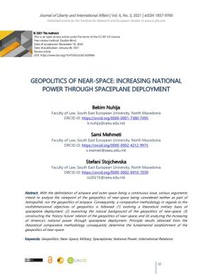 Geopolitics of Near-Space: Increasing National Power Through Spaceplane Deployment