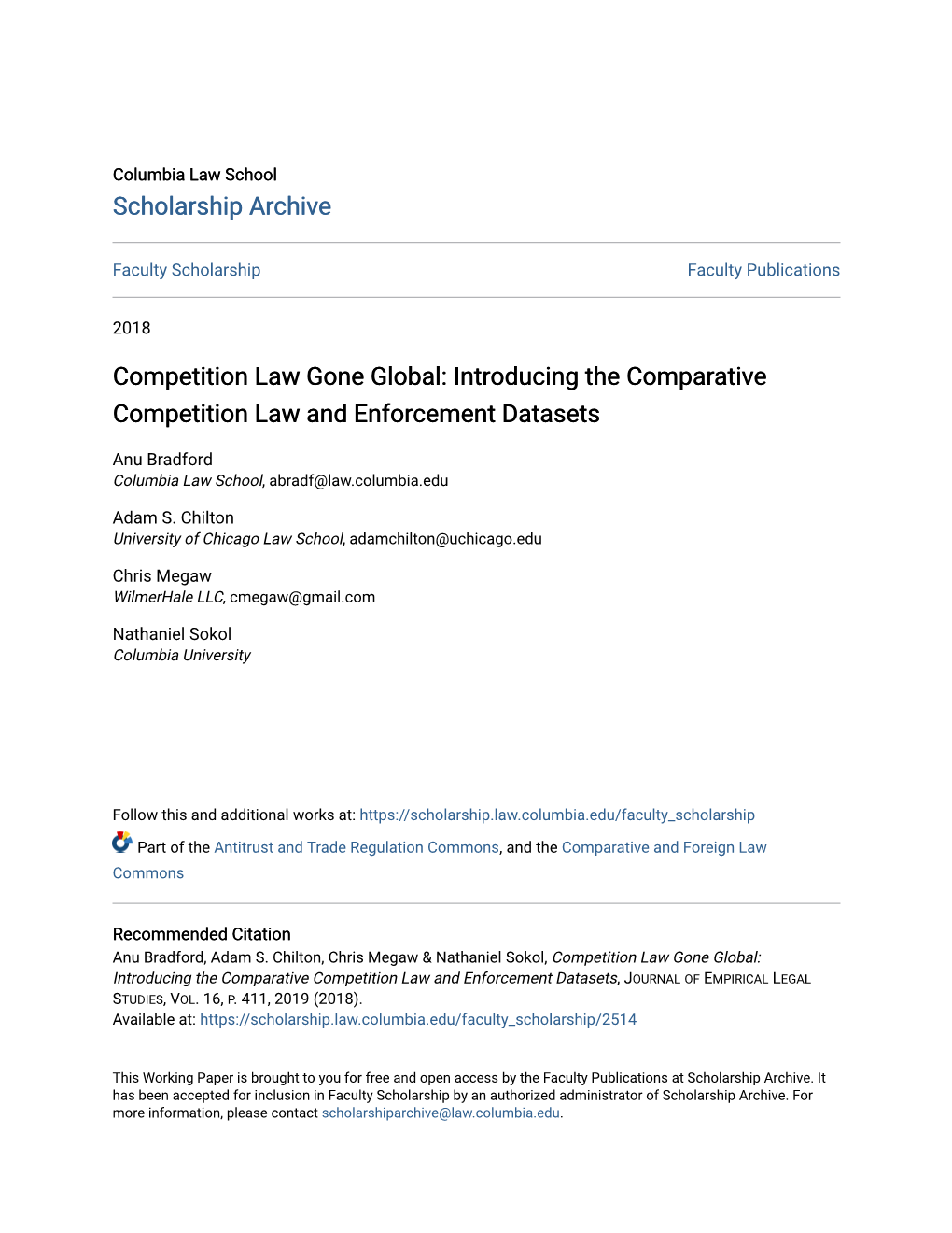 Competition Law Gone Global: Introducing the Comparative Competition Law and Enforcement Datasets