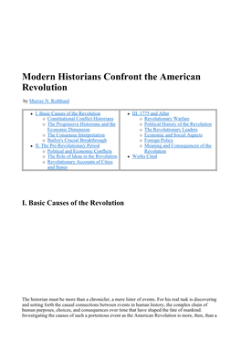 Modern Historians Confront the American Revolution