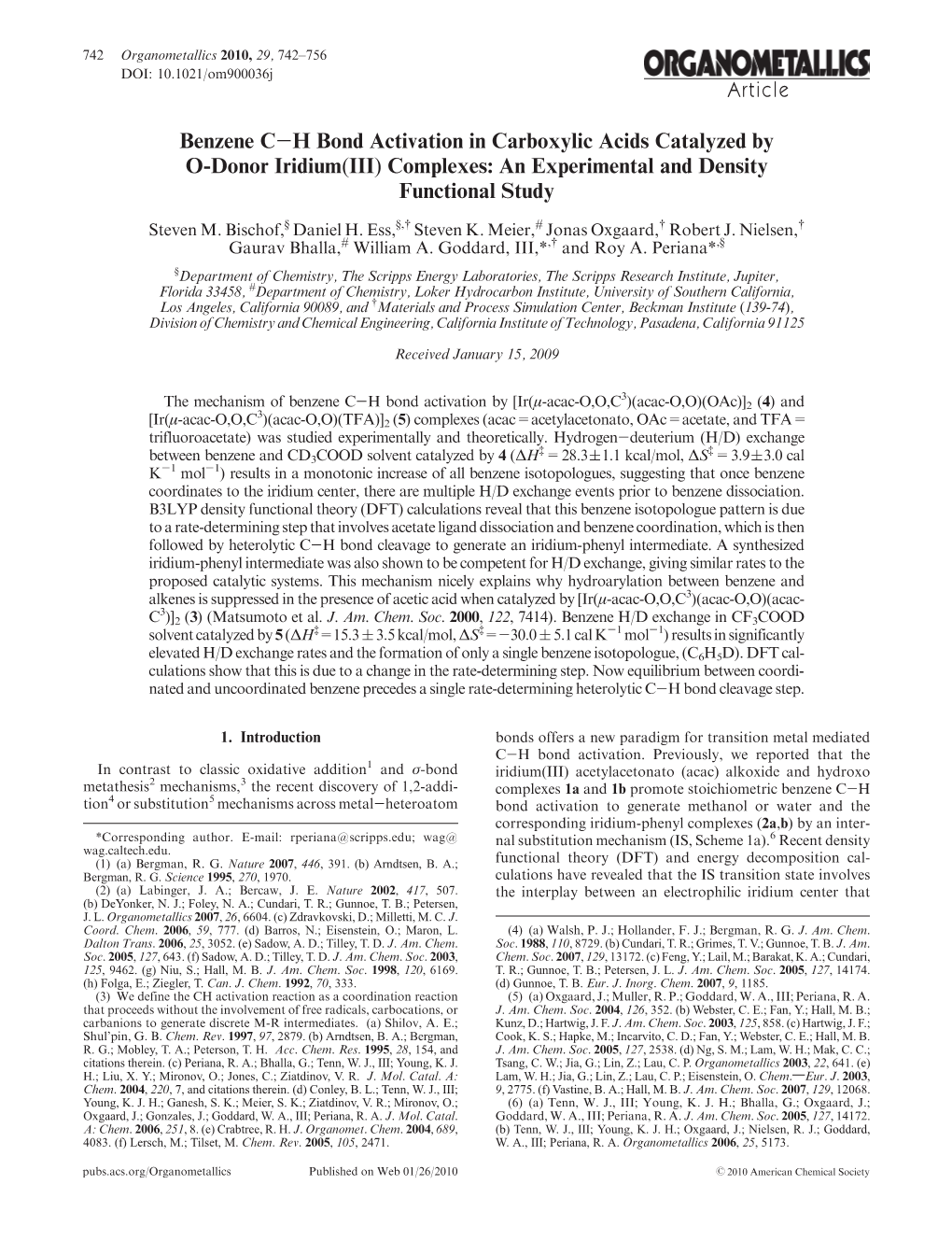 Benzene CH Bond Activation in Carboxylic Acids Catalyzed