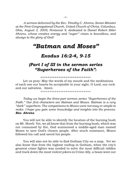 “Batman and Moses”