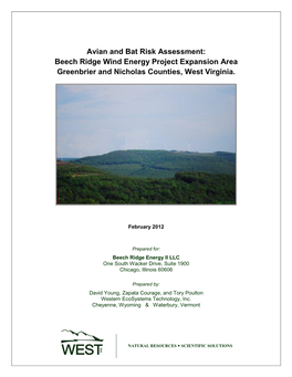 Avian and Bat Risk Assessment For