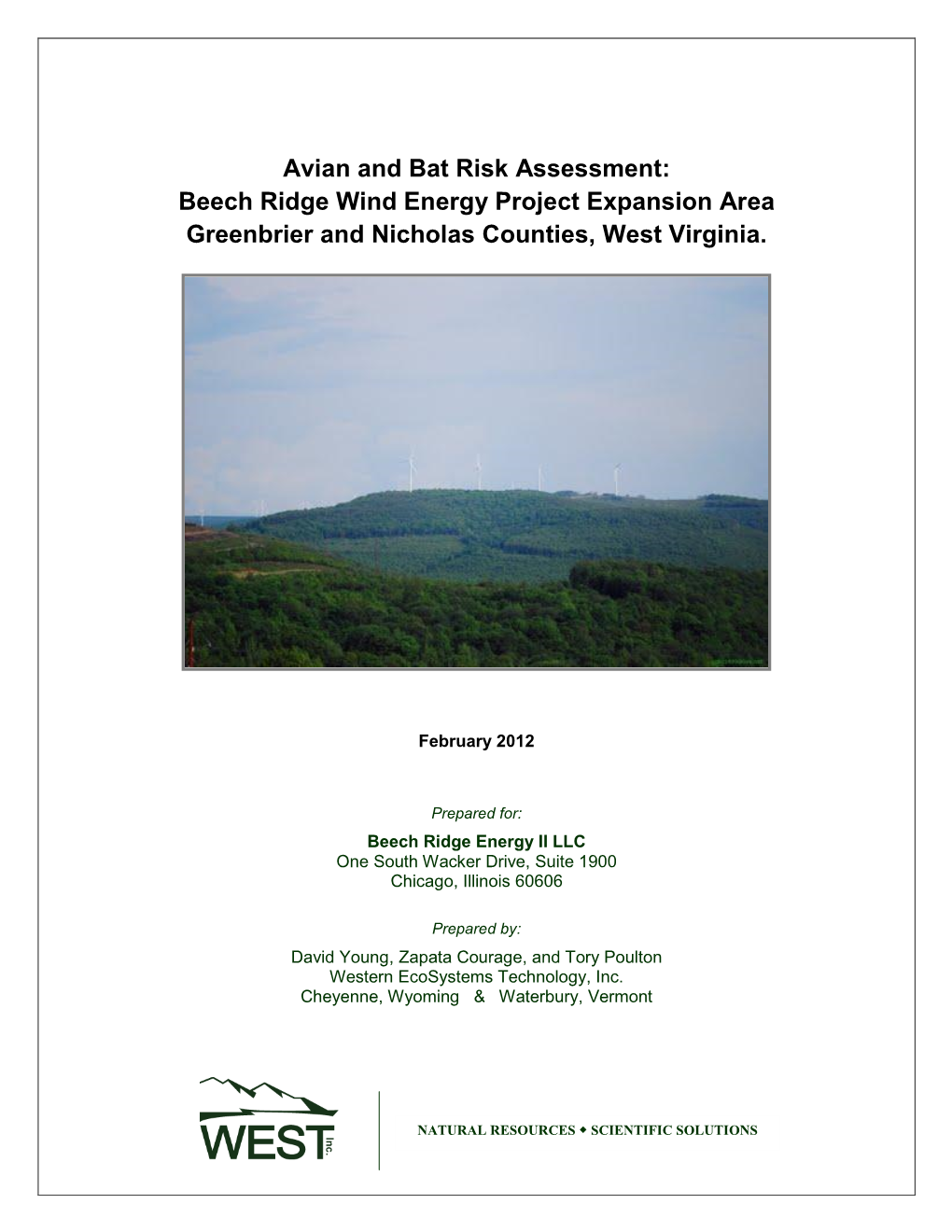Avian and Bat Risk Assessment For