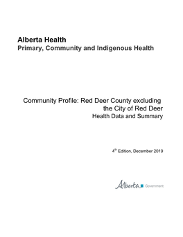 Red Deer County, Health Data and Summary, 4Th Editio