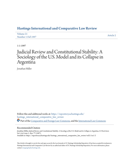 Judicial Review and Constitutional Stability: a Sociology of the U.S