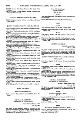 SUPPLEMENT to the LONDON GAZETTE, Lora MAY 1996