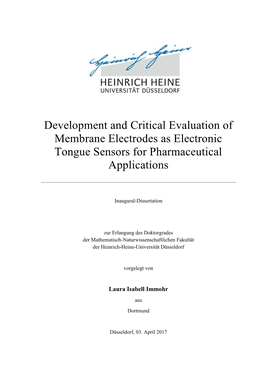 Development and Critical Evaluation of Membrane Electrodes As Electronic Tongue Sensors for Pharmaceutical Applications