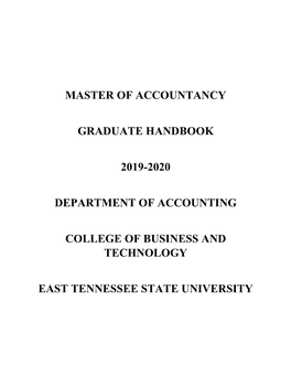 Master of Accountancy Graduate Handbook 2019