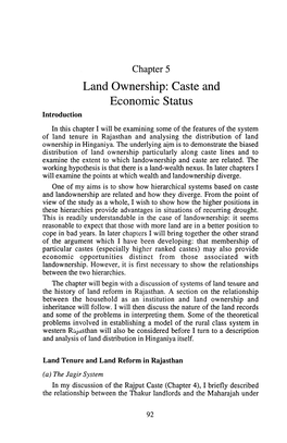 Land Ownership: Caste and Economic Status